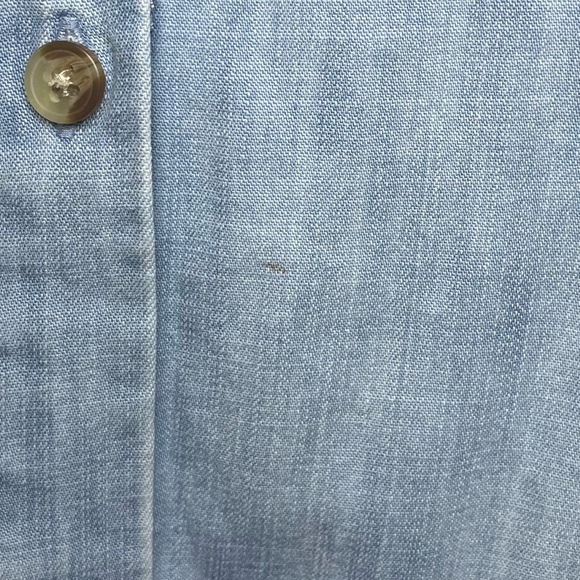 Falls Creek Chambray Puff Sleeve Button Front Top 2X Light Denim Boho Western - Picture 6 of 8